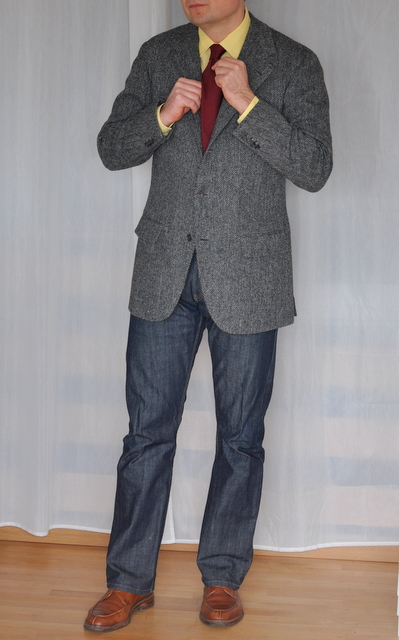 Posing in Tweed Jacket and Jeans