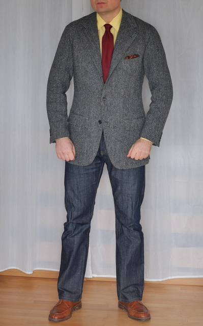 Tweed jacket and jeans on sale look