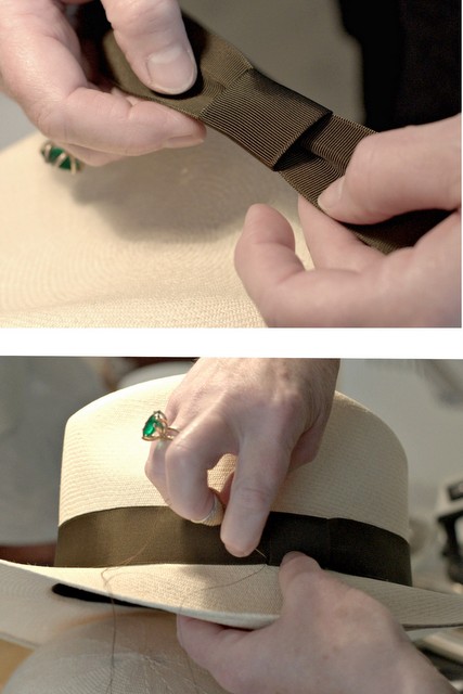 I Express vidne Hand blocking and finishing a Panama hat -